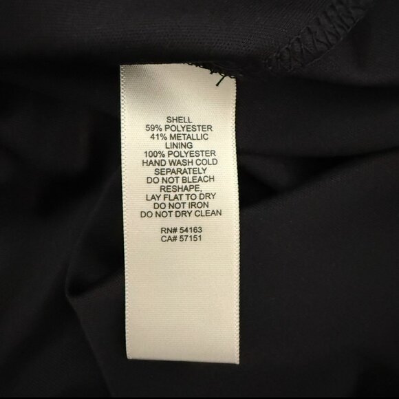 Eliza J.  Black/Silver Metallic Chevron Faux Wrap Dress Sz 14 - Picture 13 of 14